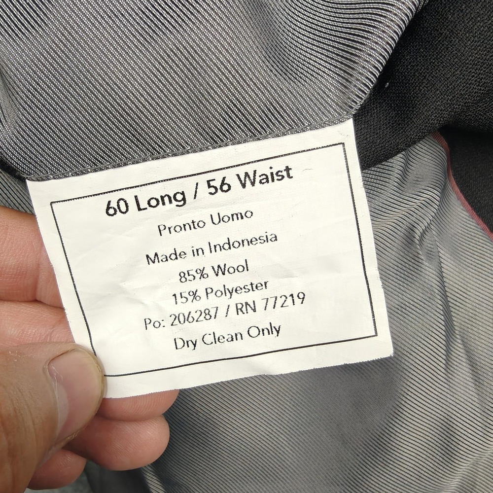 Pronto Uomo Blazer Mens 60L Big & Tall Black Wool Two Button Sport Coat Jacket - Picture 7 of 14